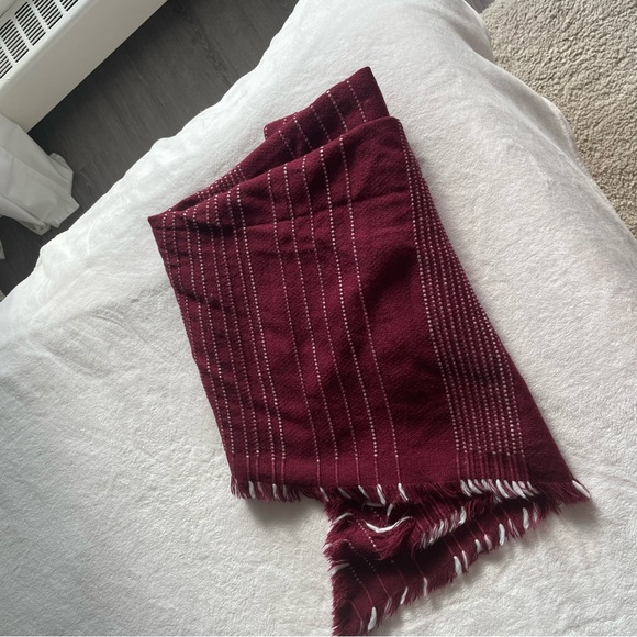 Maroon Patterned Fringe Blanket Scarf - Picture 3 of 3